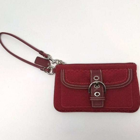Authentic Coach Wristlet - Red w/ C Logo Pattern